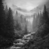 Pancro 400 示意 - 迷霧森林 示意圖:Bergger Pancro 400 風景攝影,霧中森林,高寬容度黑白底片,細膩風景紋理