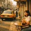 示意圖：Kodak ColorPlus 200 黃昏街拍，逆光攝影，懷舊顆粒感，溫暖回憶風格