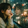 示意圖：NATURA 1600 雨天攝影，車窗倒影人像，電影感顆粒，憂鬱氛圍