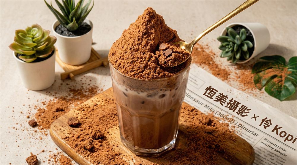 美祿恐龍 Milo Dinosaur - 台南伶 Kopi 南洋經典，濃郁冰美祿撒上滿滿巧克力粉